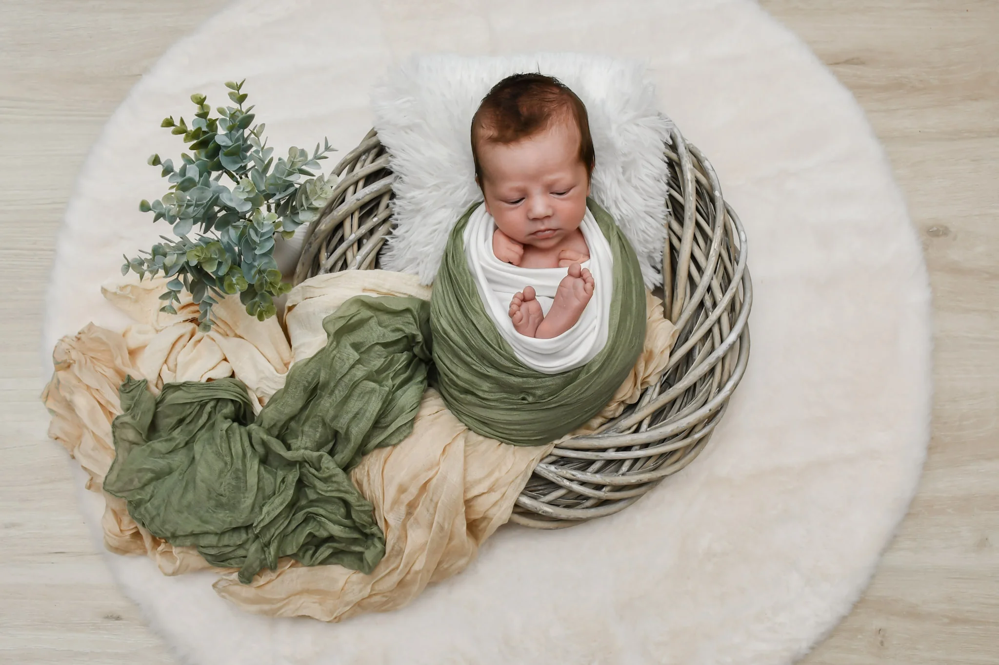 Newborn Korb Vogelperspektive